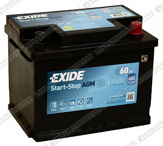 Легковой аккумулятор Start-Stop AGM EK600 - фото