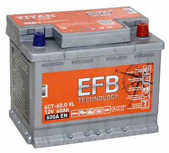 Легковой аккумулятор EFB 6СТ-60.0 VL - фото