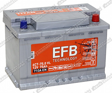 Легковой аккумулятор EFB 6СТ-75.0 VL - фото
